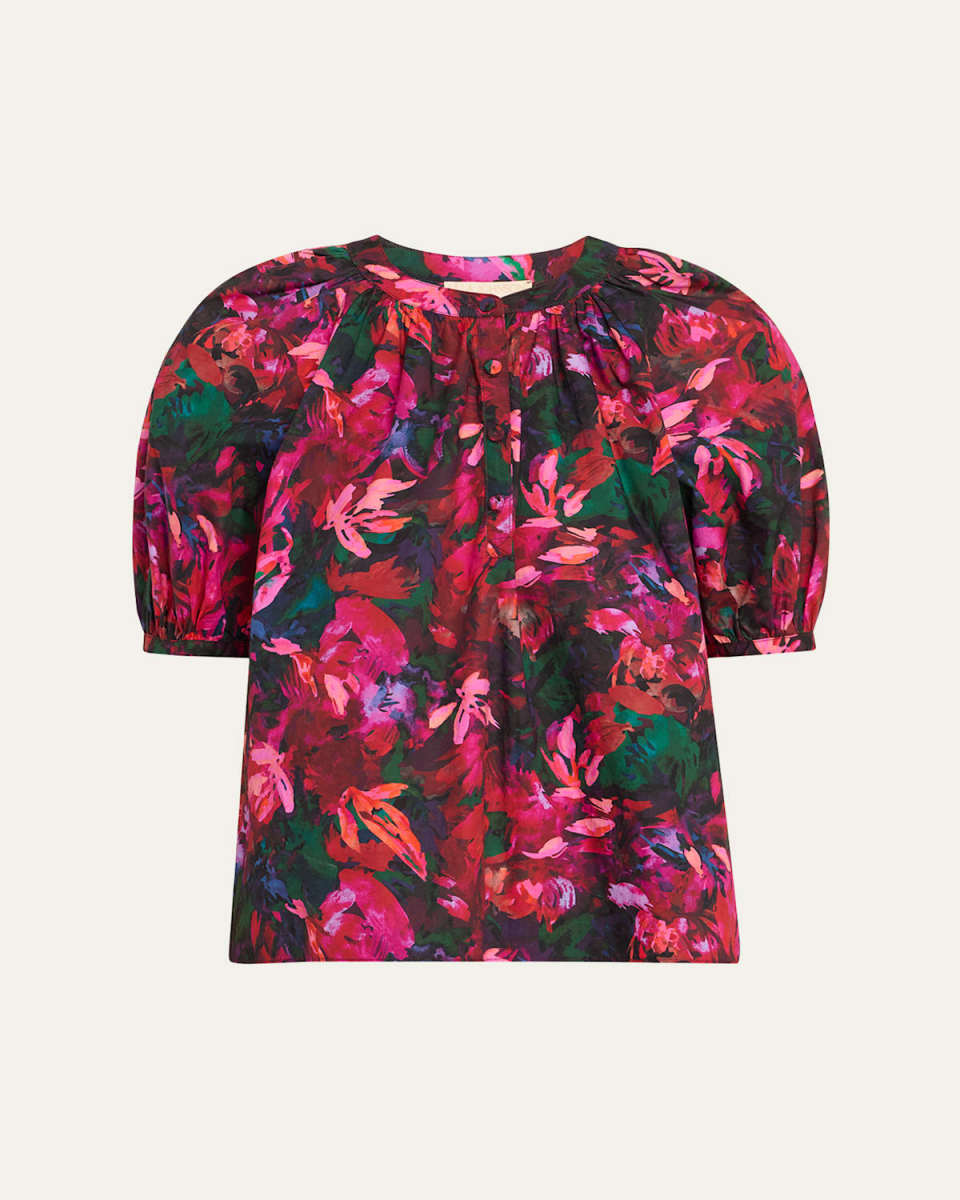 Vienne Floral Puff-Sleeve Blouse